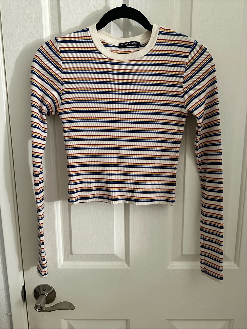 Brandy Melville Cropped Striped Long Sleeve